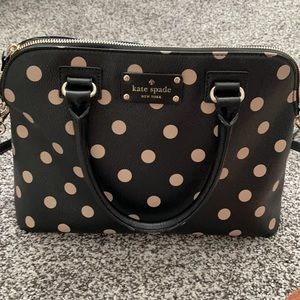 Kate Spade purse bag black leather with polka dots - classy and adorable!